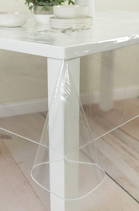 Heavy-duty transparent plastic waterproof tablecloth protector, vinyl PVC rectangular tablecloth, oil-proof and easy-to-wipe tablecloth (70 inches x 90 inches extra-wide rectangular)
