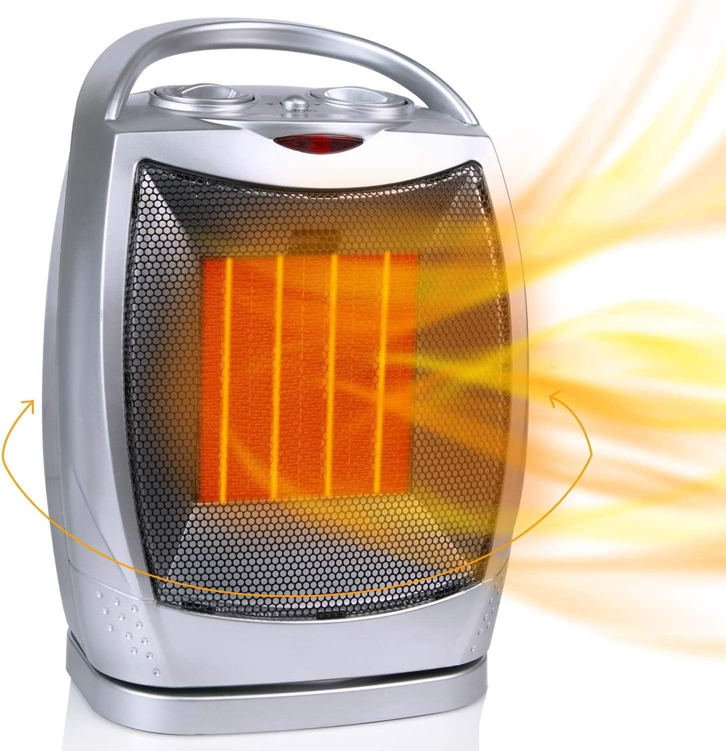 Portable Ceramic Space Heater with Thermostat Overheat Protection and Tip Over Protection
