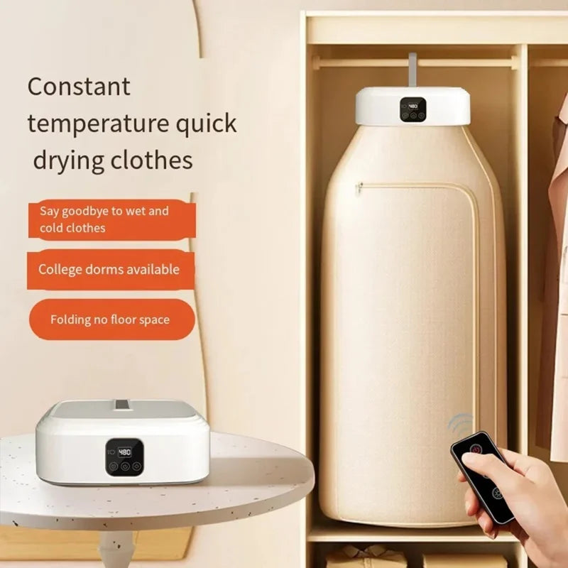 Mini Portable Dryer Foldable Electric Dryer Intelligent Timed Fast Drying with Drying Bag