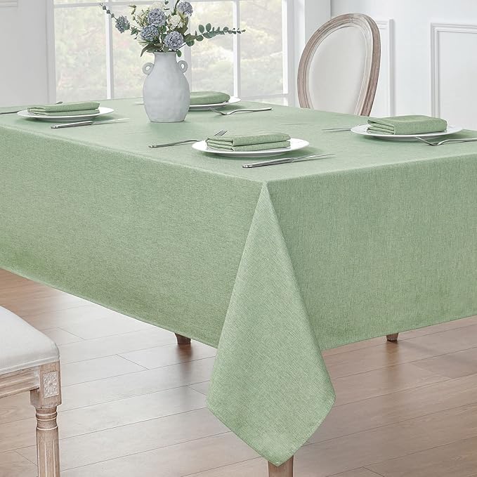 Rectangle Tablecloth Waterproof Linen Textured Table Cloth Stain and Wrinkle Resistant Washable, Decorative Fabric Table Cover for Dining, Party and Camping (Sage Green, 52 * 70)