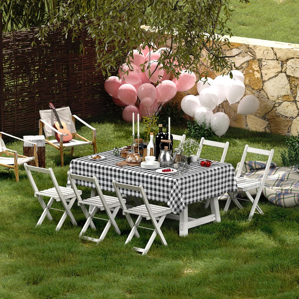 Rectangular waterproof vinyl tablecloth, with flannel backing, wipeable plastic table cover, suitable for restaurants, kitchens, and outdoor use (60 inches x 84 inches, available in black and white).