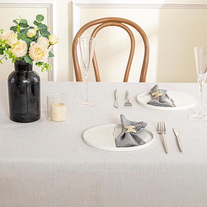 Rectangular tablecloth, 60x120 inches, heavy-duty cotton with a linen-like appearance, waterproof, country style, wrinkle-resistant, with tassels, suitable for kitchen, dining room, and parties.
