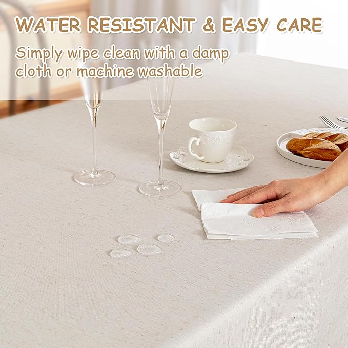 Rectangular tablecloth, 60x120 inches, heavy-duty cotton with a linen-like appearance, waterproof, country style, wrinkle-resistant, with tassels, suitable for kitchen, dining room, and parties.