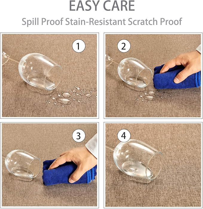 Rectangular tablecloth, made of linen, in a rustic style, waterproof and shrink-resistant, soft and wrinkle-resistant, highly decorative, suitable for kitchen and dining tables (linen color, 60 inches x 84 inches (seats 6-8 people)).