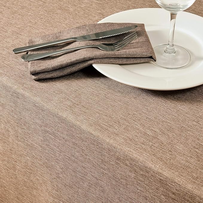 Rectangular tablecloth, made of linen, in a rustic style, waterproof and shrink-resistant, soft and wrinkle-resistant, highly decorative, suitable for kitchen and dining tables (linen color, 60 inches x 84 inches (seats 6-8 people)).