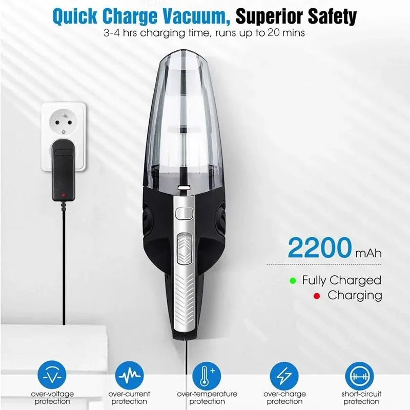 Portable Cordless Handheld Vacuum Cleaner - Powerful Cyclone Suction, Quick Charge for Home & Car Cleaning