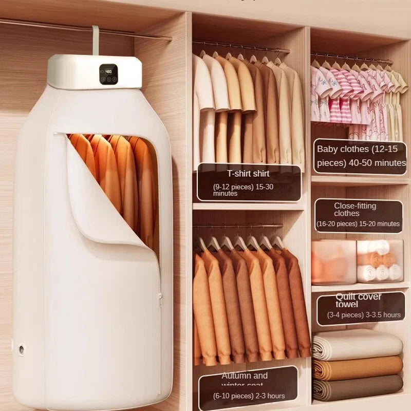 Mini Portable Dryer Foldable Electric Dryer Intelligent Timed Fast Drying with Drying Bag